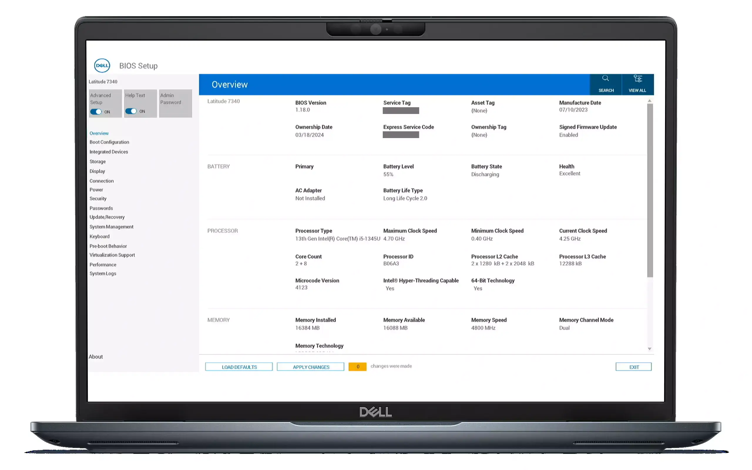 بازدید سلامت باتری لپ تاپ دل: نحوه تست حالت باتری در ویندوز_دلخوش 6 بررسی سلامت باتری در BIOS/UEFI