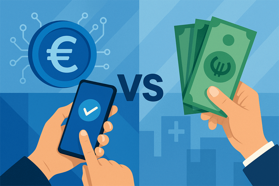 مقایسه عملکرد یوروی دیجیتال و یورو سنتی در تراکنش‌های روزمره